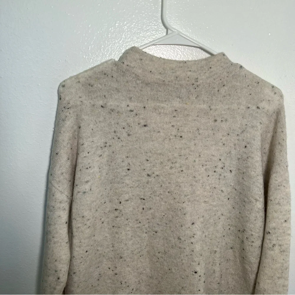 Loft Women's Size XS Flecked Mock Neck Tunic Sweater Cream Speckled Textured